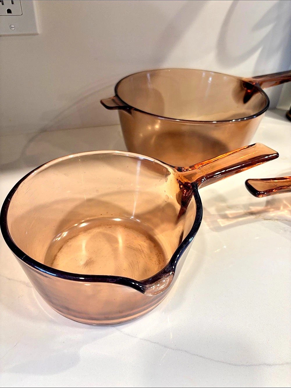 3 Amber Visions by Corningware Pouring Pots